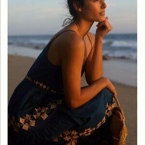 NWT Anthropologie Roller Rabbit Embroidered Cover Up Maxi Dress Medium #129